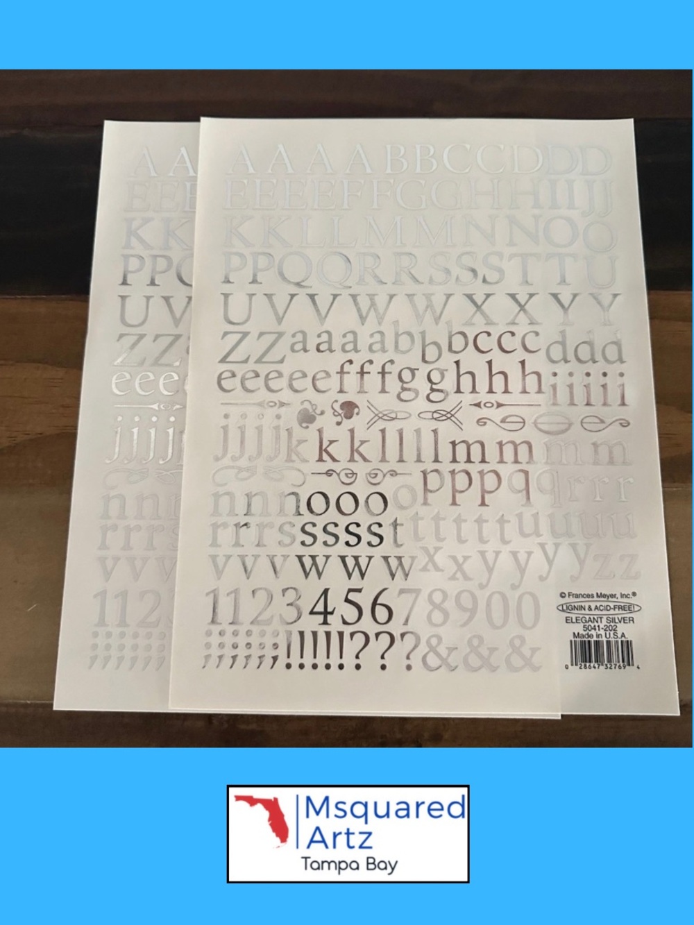 Frances Meyer Elegant Gold Silver Alphabet Stickers Set of 4 Scrapbook Craft